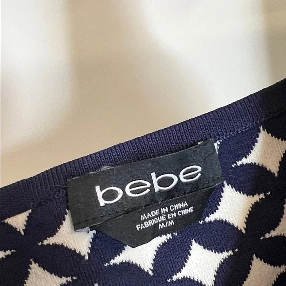 Bebe Navy and White Patterned Crop Top‎ & Matching Skirt Set- M - Picture 3 of 10